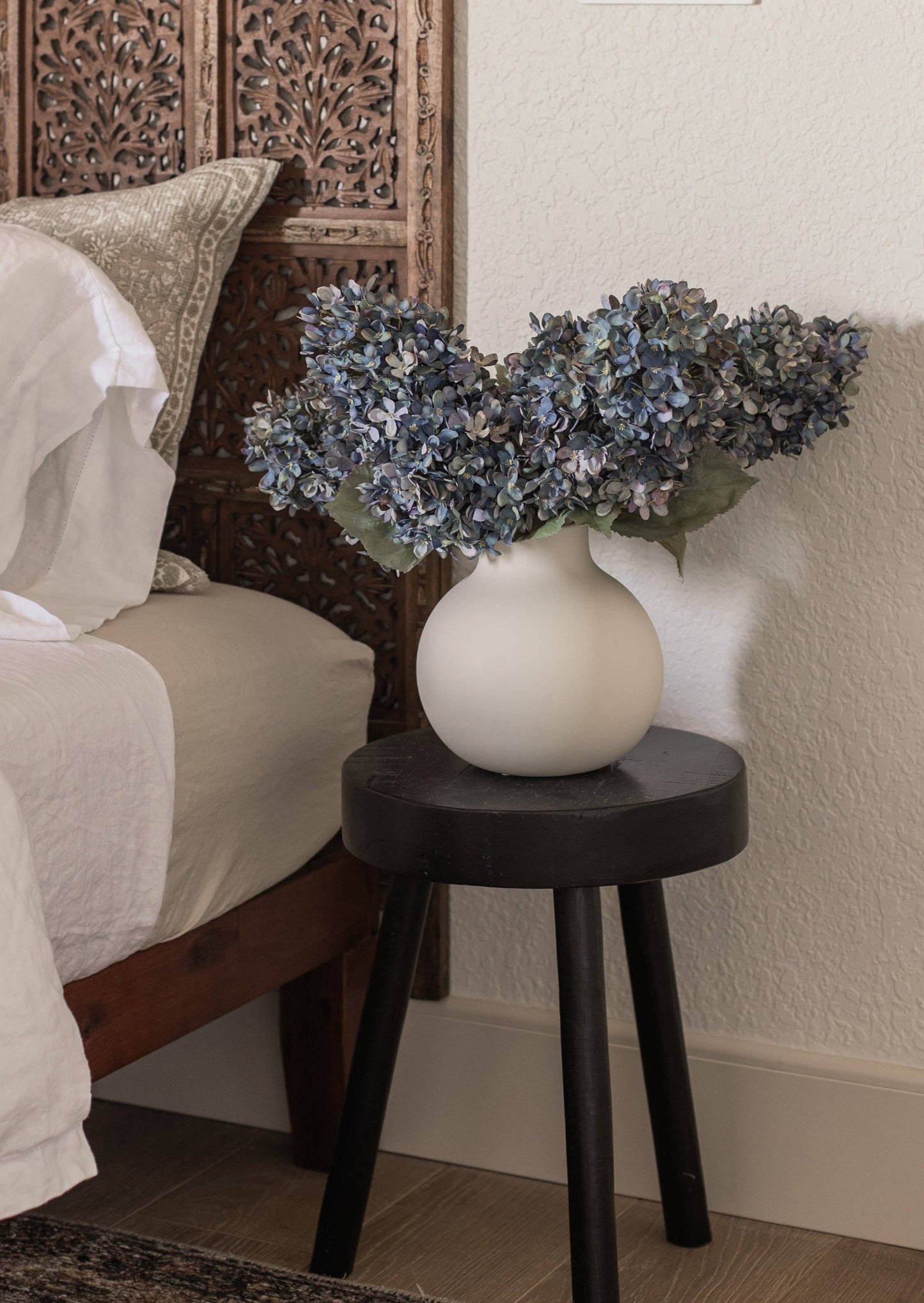 Vintage Blue Dried Look Fake Cone Hydrangea 35" x 10" Bloom
