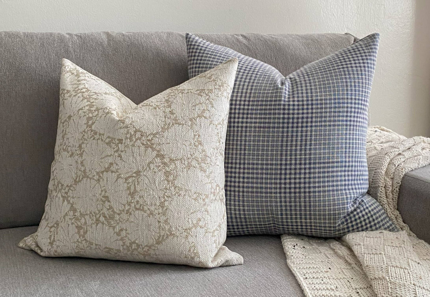 Cream Floral Throw Pillow Cover, Ivory Pillow | Evielle : 20x20