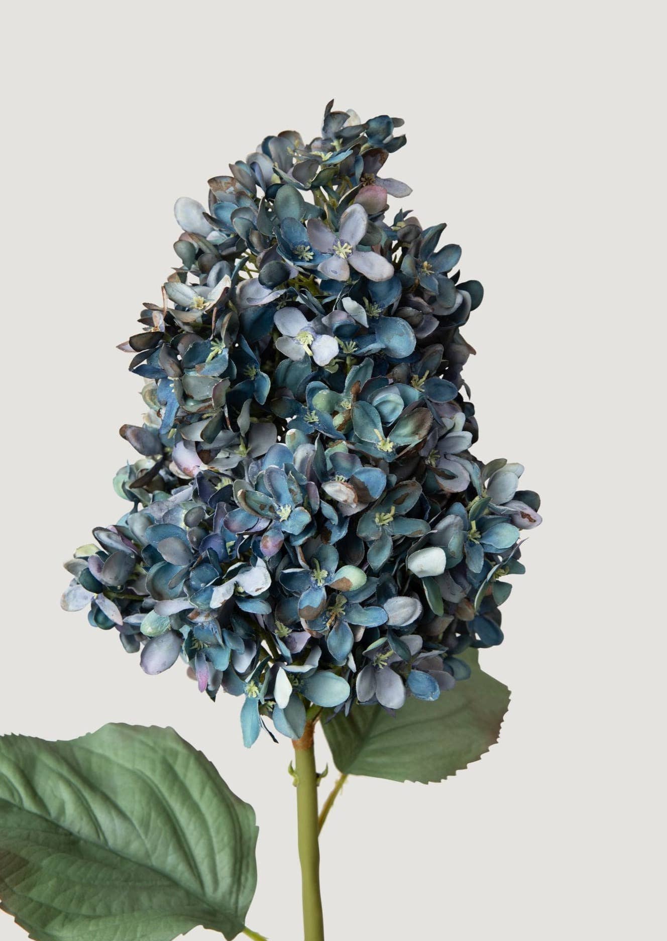 Vintage Blue Dried Look Fake Cone Hydrangea 35" x 10" Bloom