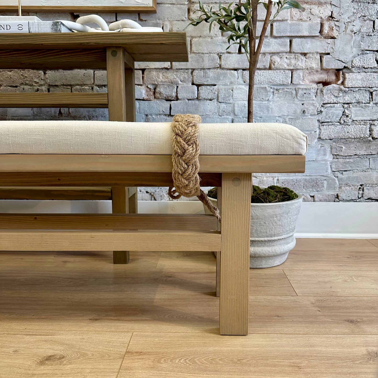 Modern Rustic Rope Bench | 'Beach Khaki'