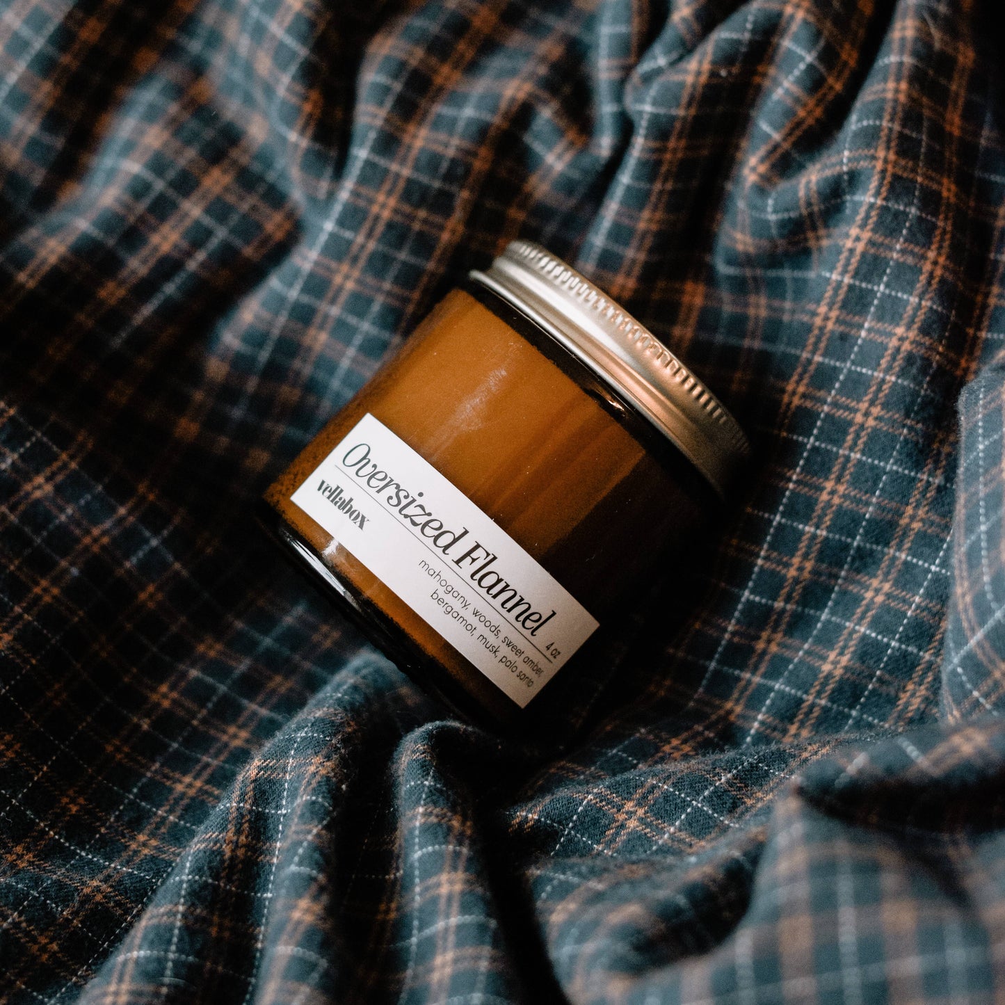 Oversized Flannel | Seasonal 4oz Soy Candle Amber Jar Mini