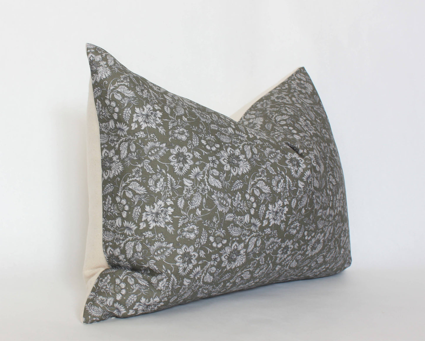 Olive Floral Pillow Cover, Designer Green Floral Pillow: 20x20