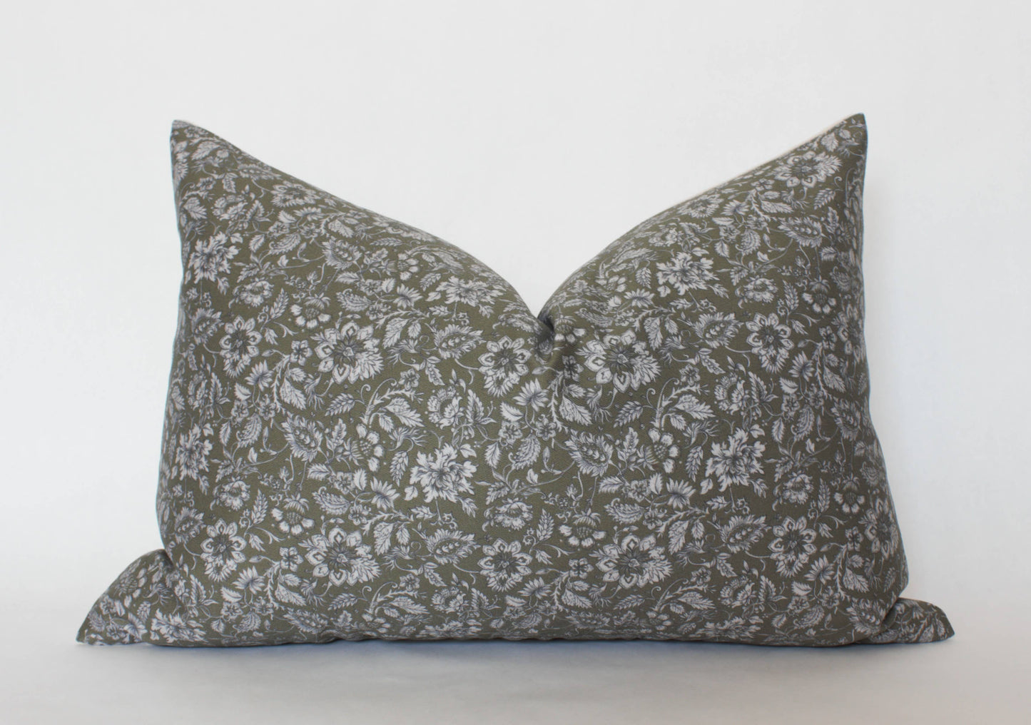 Olive Floral Pillow Cover, Designer Green Floral Pillow: 20x20