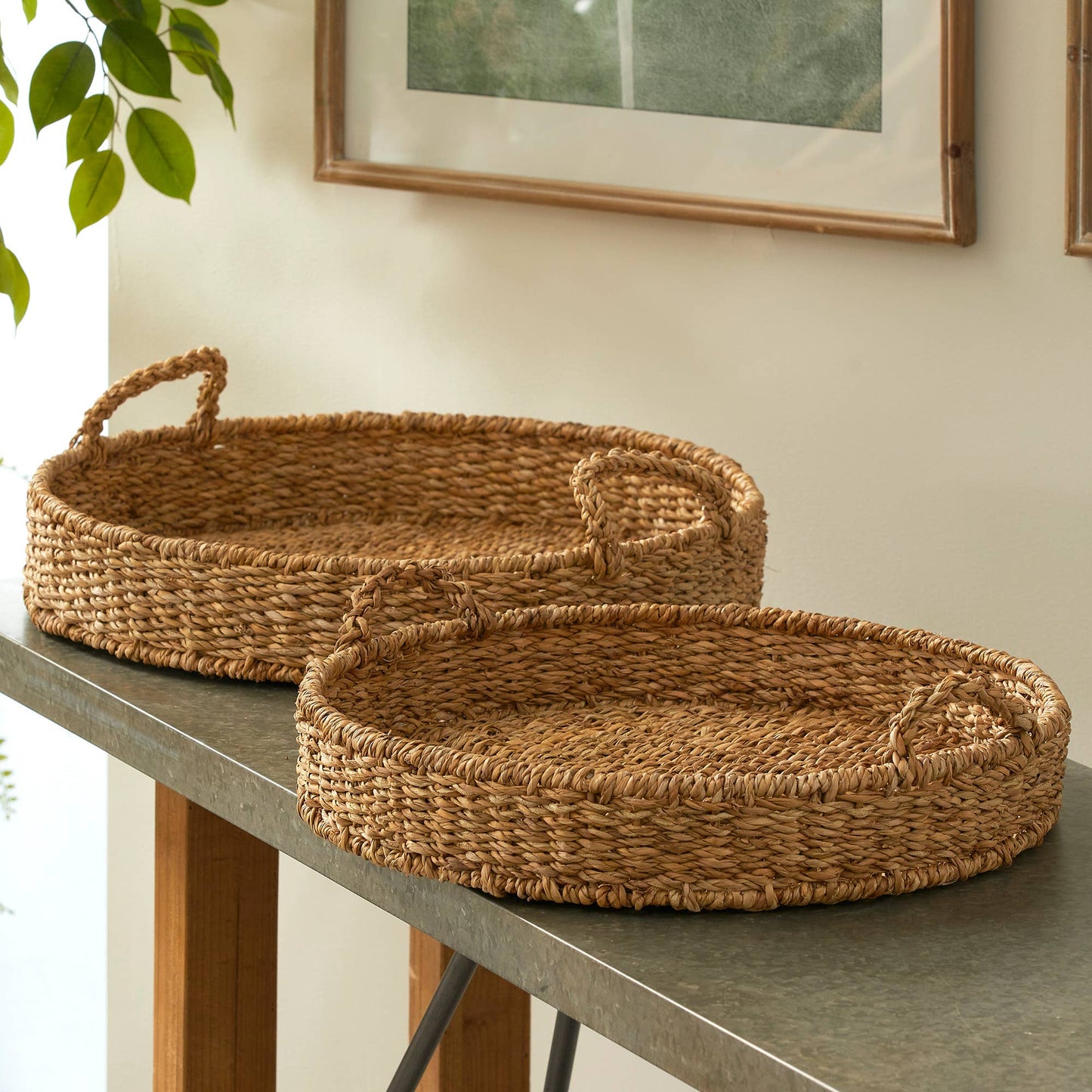 Seagrass Round Trays, Set of 2