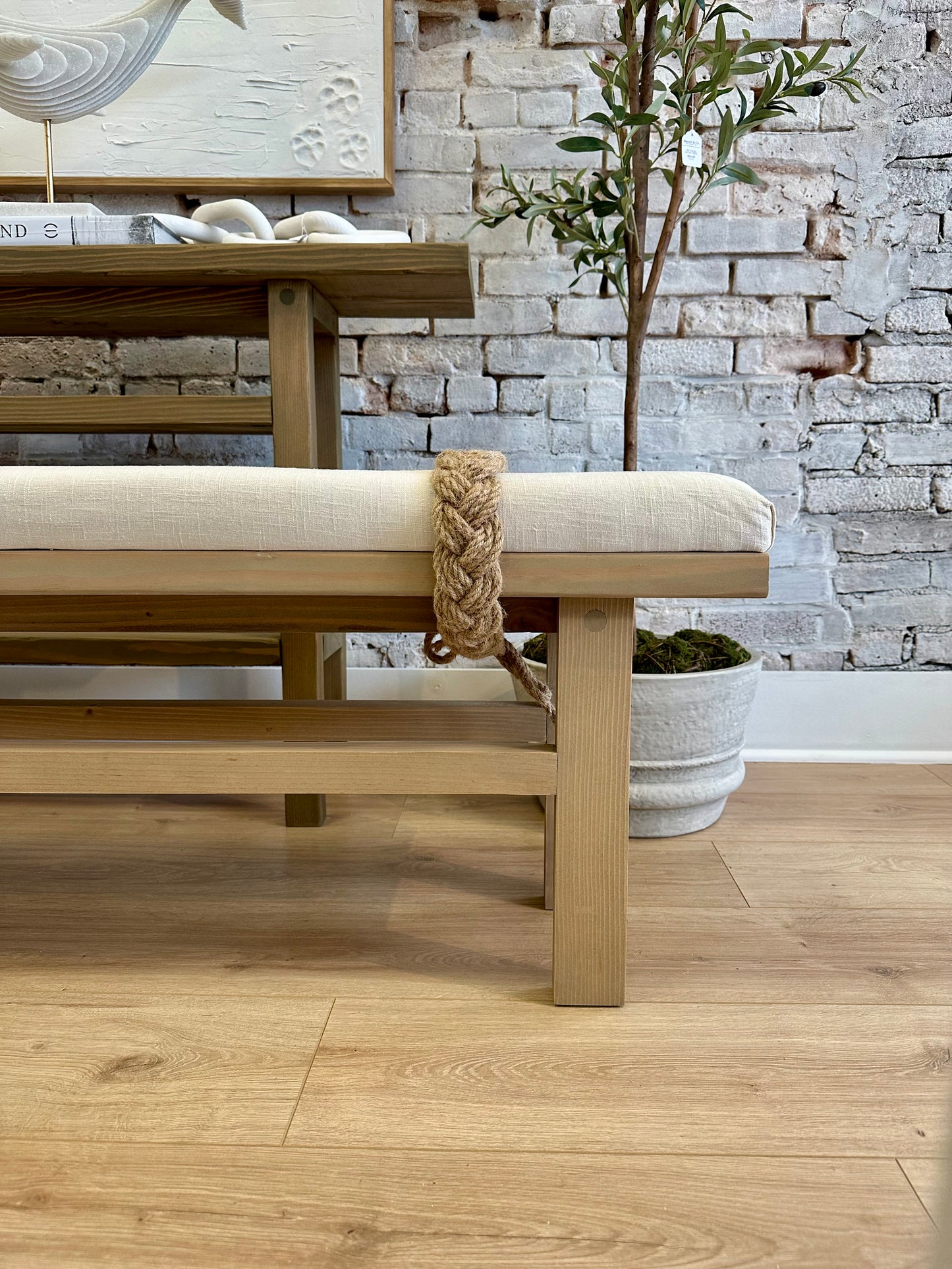 Modern Rustic Rope Bench | 'Beach Khaki'