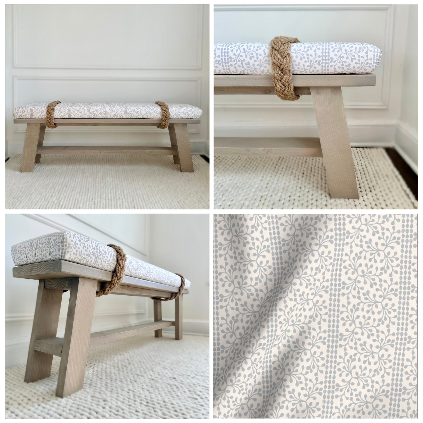 Farmhouse Rope Bench | 'Coastal Gray'