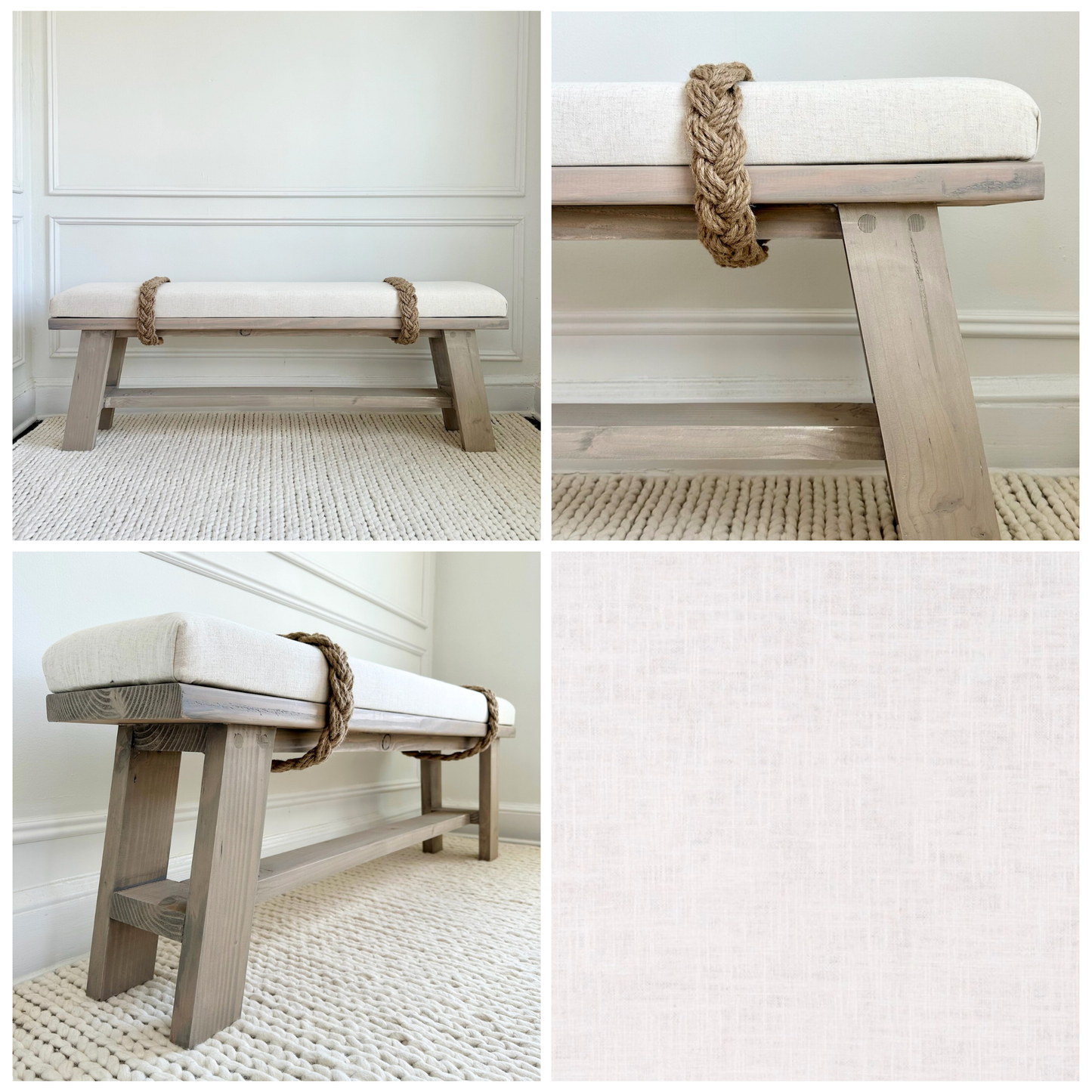 Farmhouse Rope Bench | 'Coastal Gray'