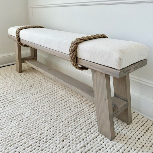 Farmhouse Rope Bench | 'Coastal Gray'