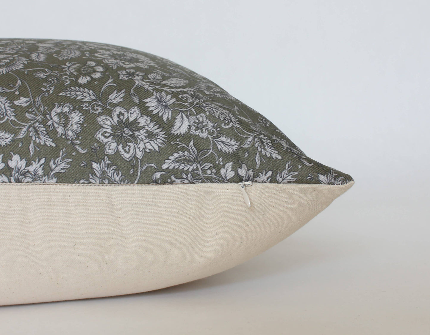 Olive Floral Pillow Cover, Designer Green Floral Pillow: 20x20